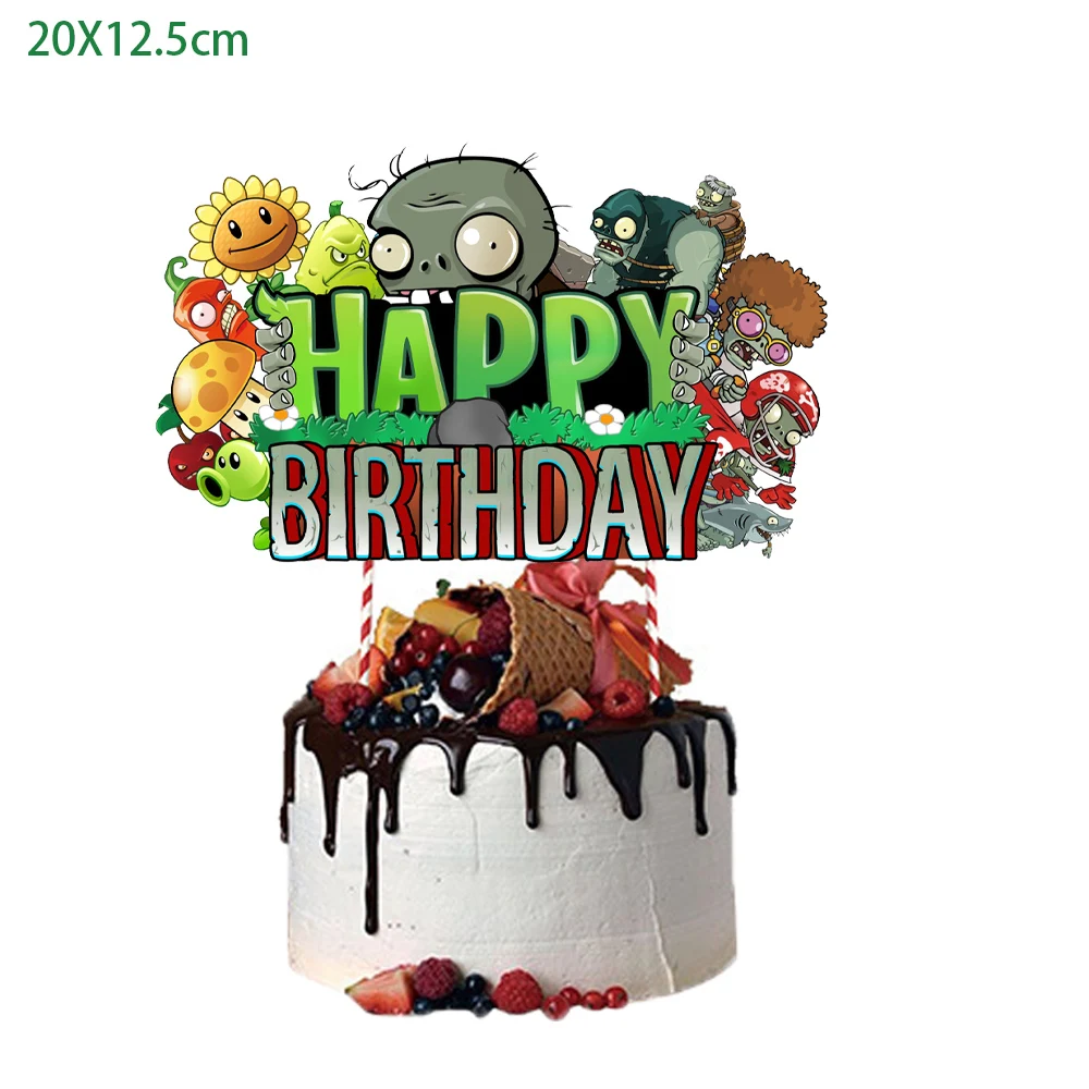 KAYOU Plants vs. Zombies Game Party Disposable Cup Plate Napkin Tablecloth Balloon Cake Topper Kids Birthday Party Decorations