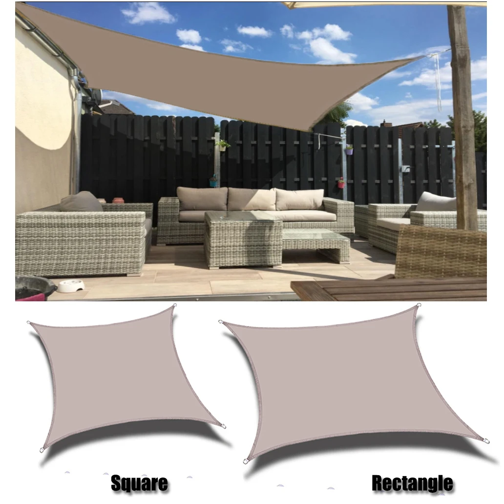 Khaki All size Waterproof Sun Shade Sail Square Rectangle Triangle Garden Terrace Canopy Pool Shade Camp Hiking Yard Awning