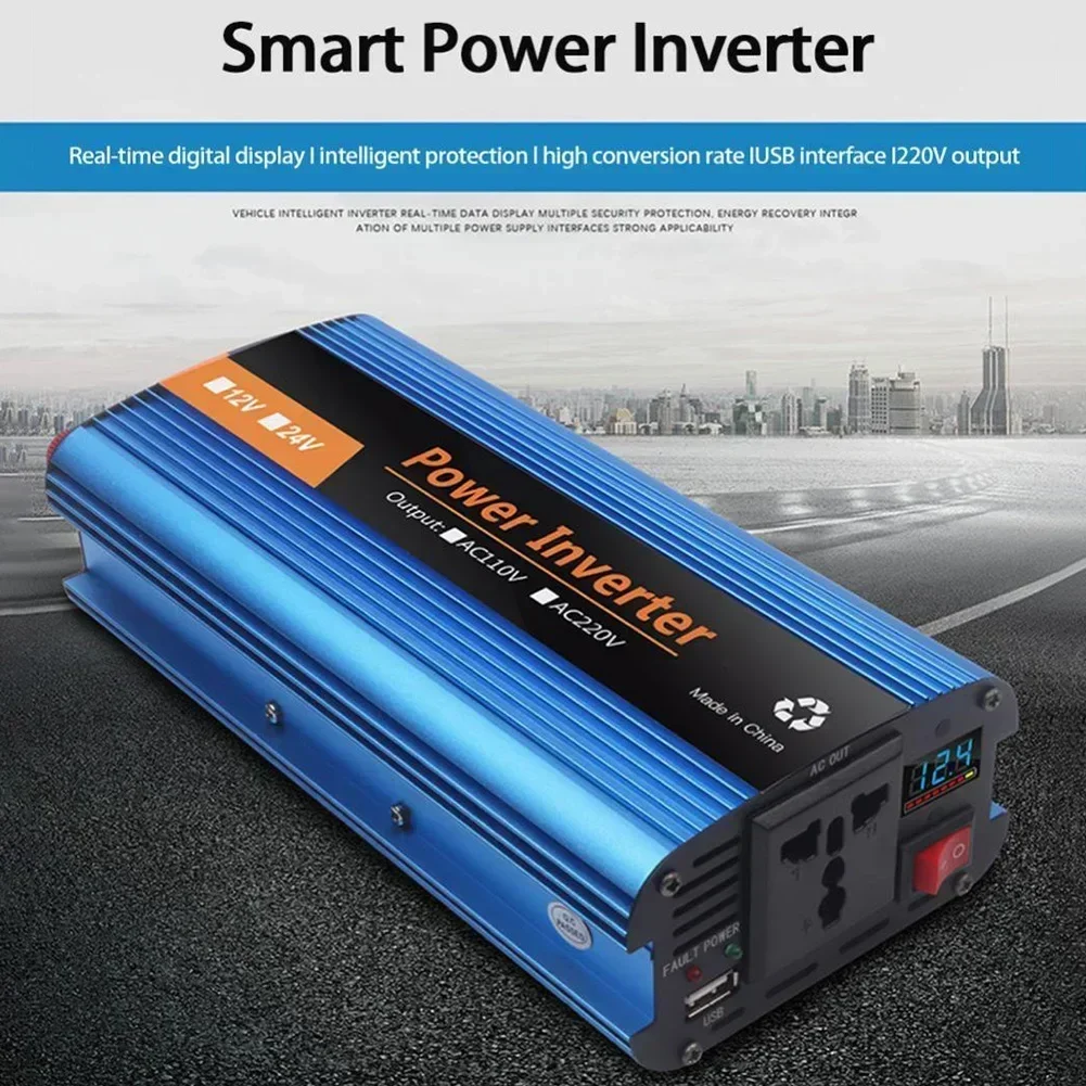 Power Inverter Pure Sine Wave Inverter Solar 4000W Car Inverter Converter DC 12V To 220V LED Display For RV Camping