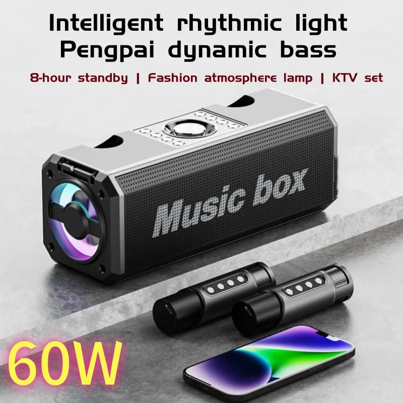 

Portable Bluetooth Speaker for Audience Home KTV Set Karaoke Wireless Microphone High Volume Speaker System Subwoofer TWS/RGB/TF