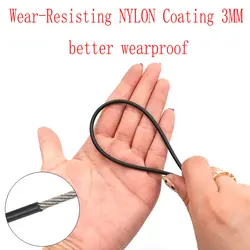 20meters 3MM Diameter Wear-proof Black NYLON Coating Stainless Steel 304 7X7 Wire Rope Cable