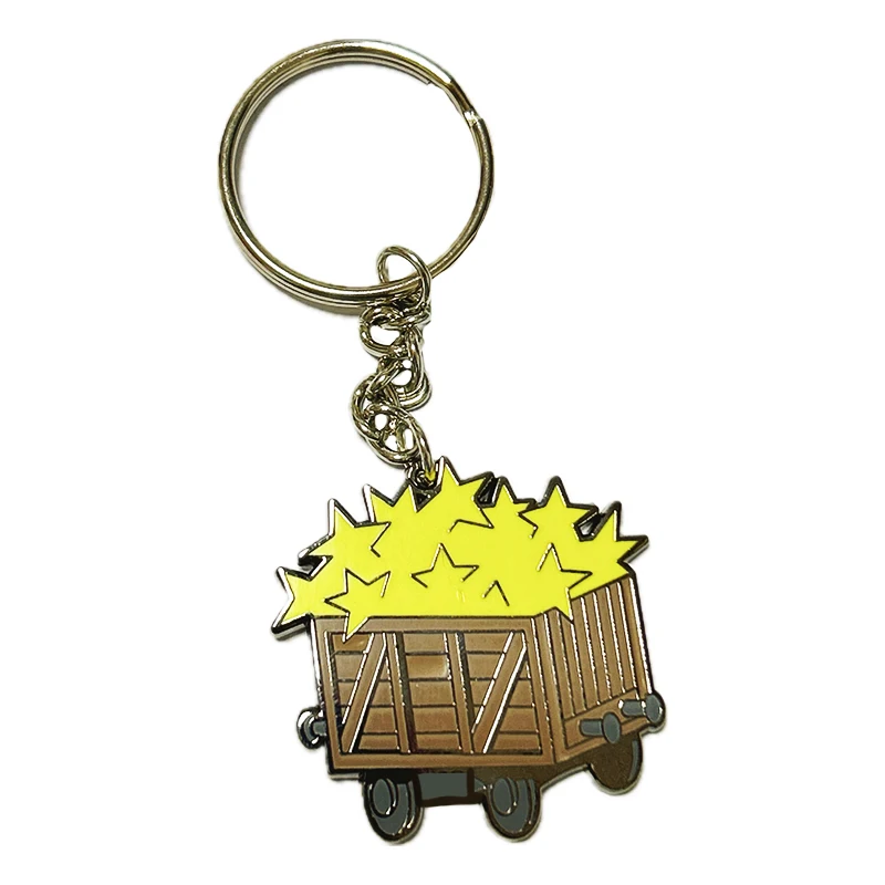 

Producer Cartoon Yellow Cute Stars Key Ring Brown Miner's Cart Black Nickel Metal Soft Enamel Key Ring Make An Enamel Key Ring