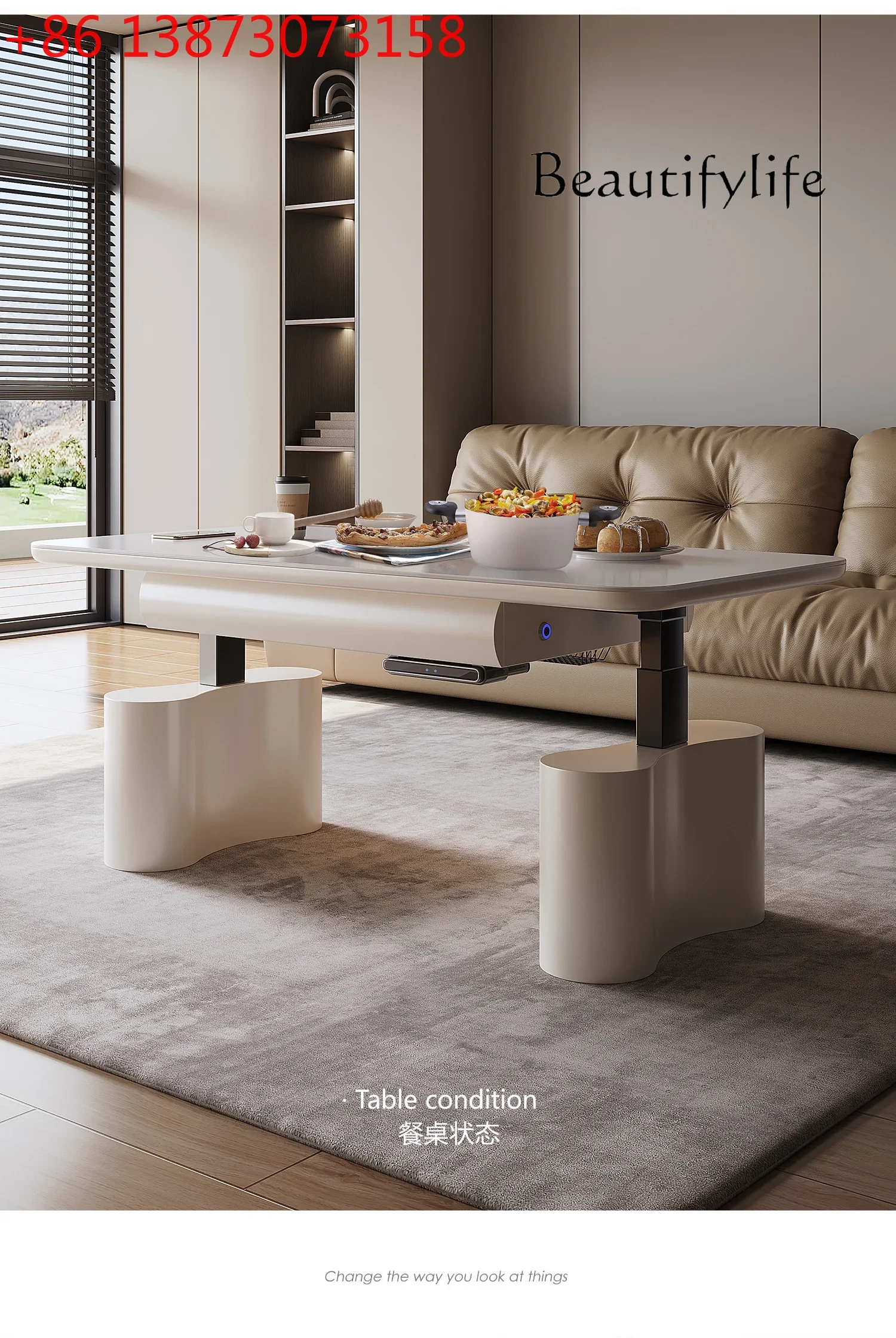Lifting Coffee Table Dual-Purpose Electric Fire Heating Two-in-One Tea Table