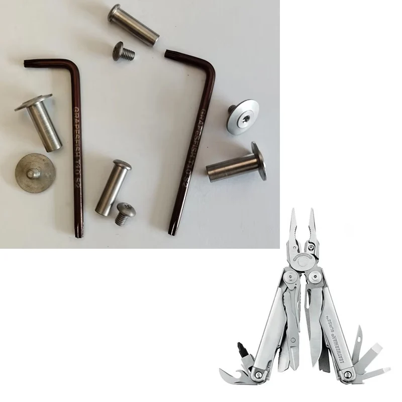 Cnc conjunto completo de aço inoxidável lidar com eixo eixo parafusos kit para leatherman surge mod alicate ferramenta com chave torx t10