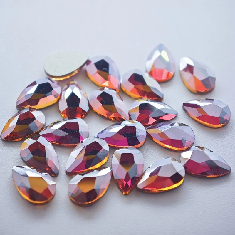 26Colors 5.2*8mm Drop-Shape Boutique Flat bottom nail art rhinestones Glass crystal 3D nail decoration Multiple shapes wholesale