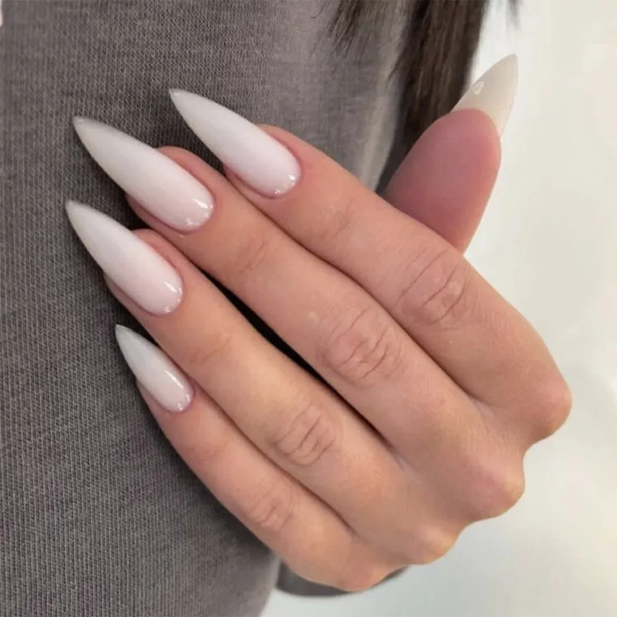 

Pointed Head Almond Fake Nails Waterproof Full Cover Wearable Manicure Press on Nails Nail Tips Women White Fake Nails 24pcs