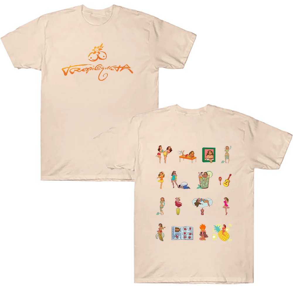 Y2k Cotton Tshirt Karol G Tropicoqueta New Illustrated Tee Fan Gift Pop Music Art Aesthetic Clothes Summer Casual Unisex T-shirt