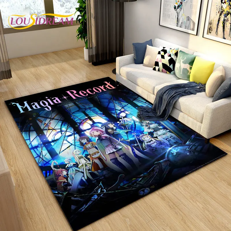 Puella magi madoka magica Cartoon Area Rug,Carpet Rug for Living Room Bedroom Sofa Doormat Decoration, Kids Non-slip Floor Mat