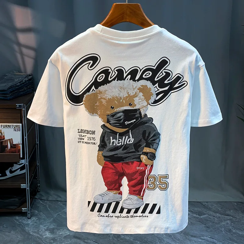 Summer 2024 New Short-Sleeved T-shirt Men's Printed Crew Neck Casual All-Matching Comfortable Stretch Men's Clothing