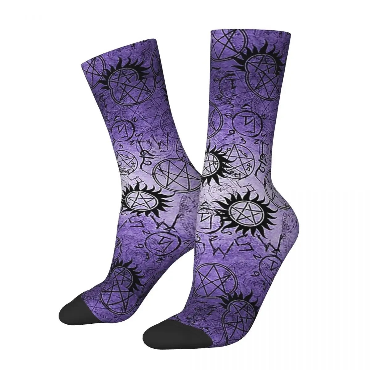 

Supernatural Purple Socks Harajuku High Quality Stockings All Season Long Socks Accessories for Unisex Gifts