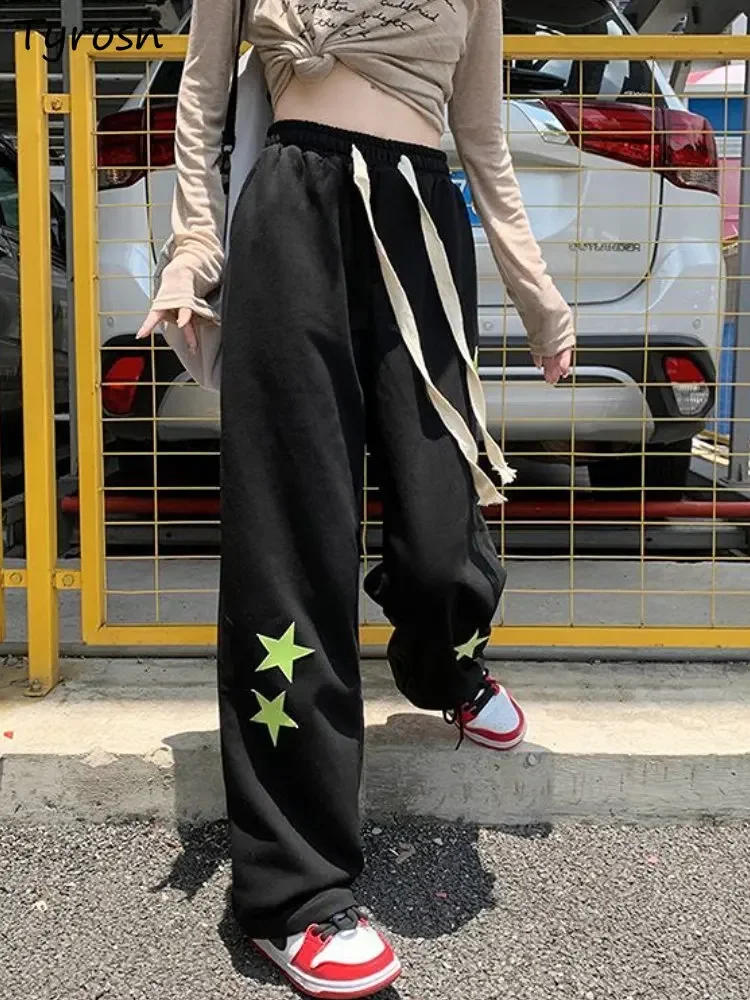 Casual Pants Women S-4XL Loose Streetwear Y2k Retro All-match Fashion Ulzzang Hot Girls Empire Leisure Sporty Spring Personality