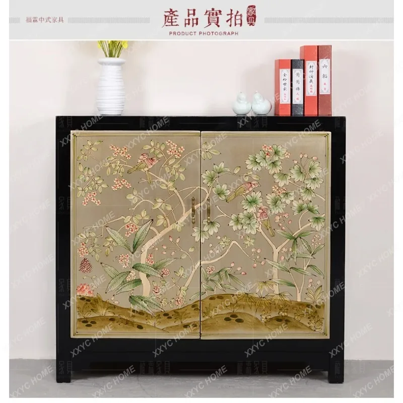 JYGNew Chinese black paint painted entrance/locker old furniture