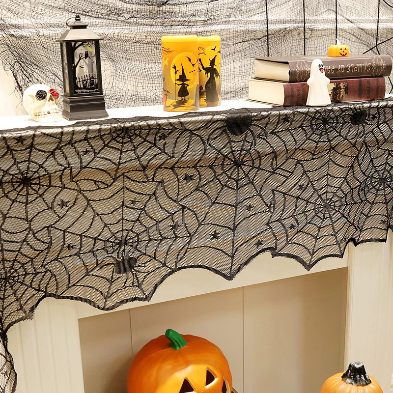 Halloween decoration theme spider web bat tablecloth shop fireplace horror background hanging decorations scene arrangement supplies