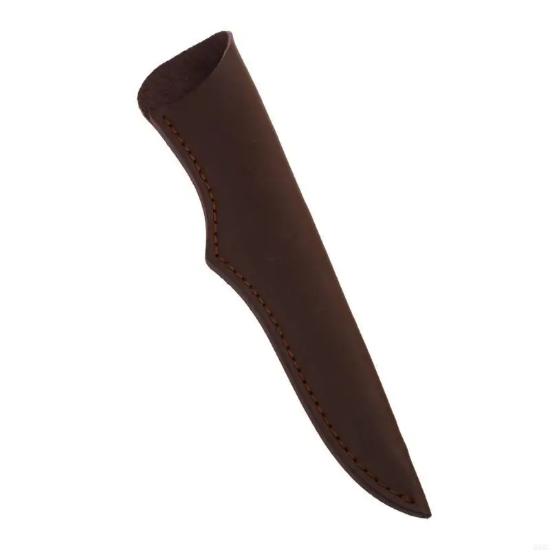 Cowhides Leather Straight Knife Sheath Kitchen Fruit Knife Cover Outdoor Tool Q5WC