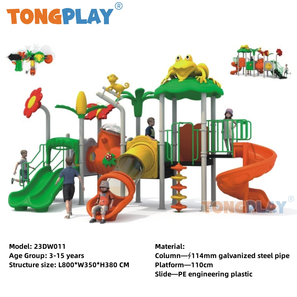 Tong play Animals series, tobogán de patio al aire libre medio, equipo de fábrica de alta calidad, patio de juegos al aire libre para niños, venta directa