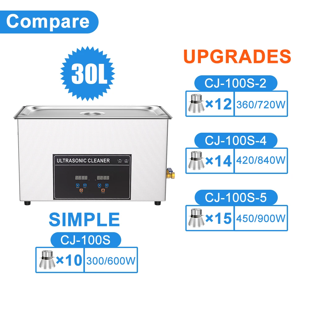 30L 110v 220v Ultrasonic Cleaner Long Tank 40 KHZ High Frequency Ultrasound Bath Washing Machine for Large Electronic Element