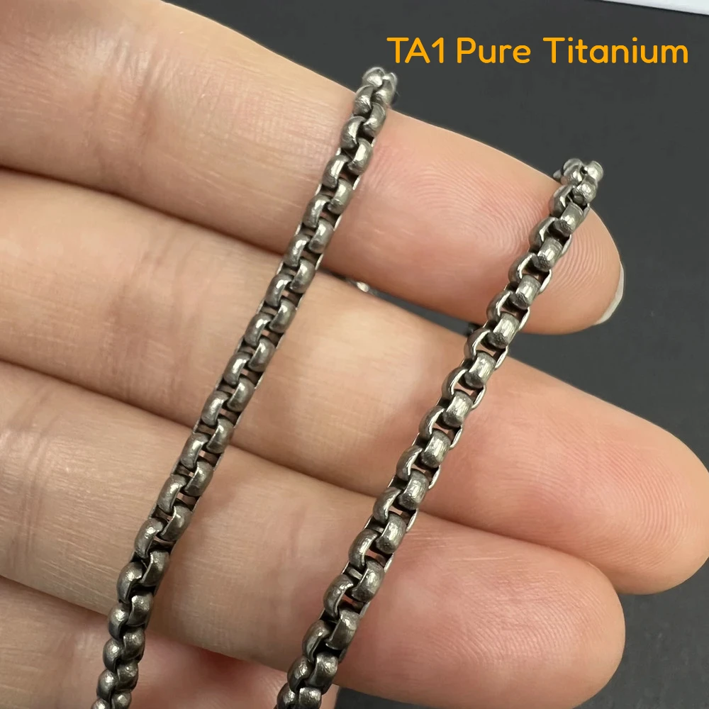 

NEW 3mm TA1 Pure Titanium Square Box Chain Bracelet for Men Women Skin Friendly Anti-allergy Titanium Link Rolo Chain Bracelets