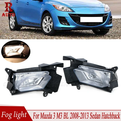 R-AUTO lámpara antiniebla modificación parachoques delantero juegos de luces antiniebla Kit cromado para Mazda 3 M3 BL 2008 2009 2010 2011-2013 Hatchback Sedan