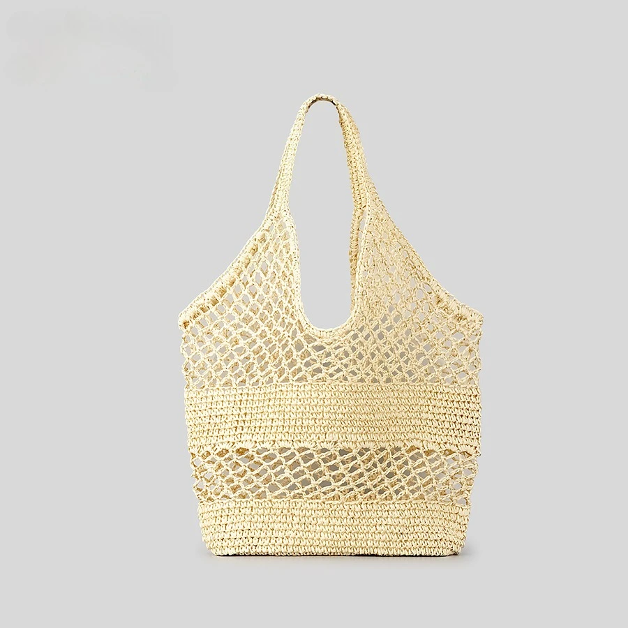 

Casual Hollow Straw Women Shoulder Bags new Paper Woven Lady Handbags Handmade Summer Beach Large Tote Bag Big Shopper Purses
