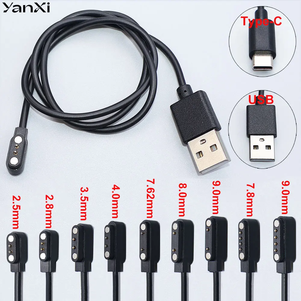 YanXi 2Pin 4Pin Smartwatch Dock Charger Adapter USB Charging Cable Cord for Adult/Kids Smart Watch Power Charge Wire Accessories