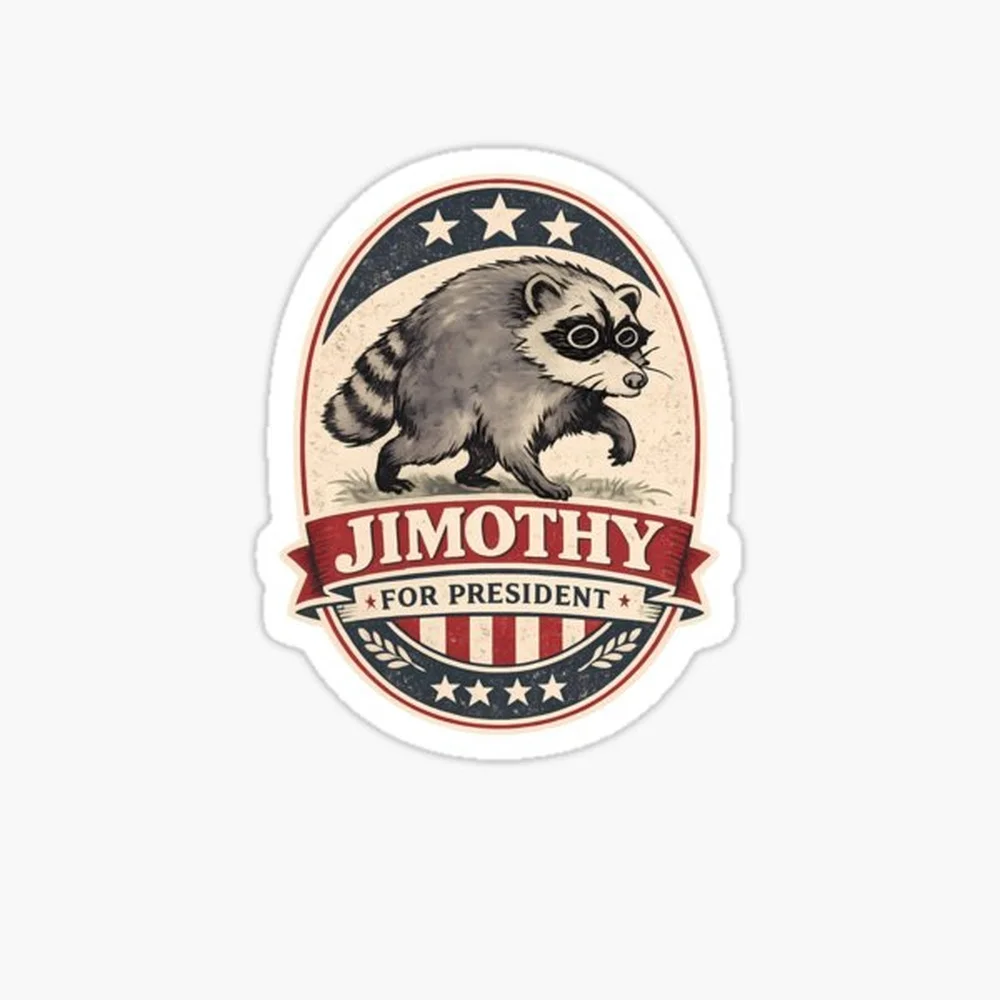 Vote Jimothy 2028 Sticker for Laptop Decor Bedroom Car Cute Cartoon Art Fashionable Public Suitcase