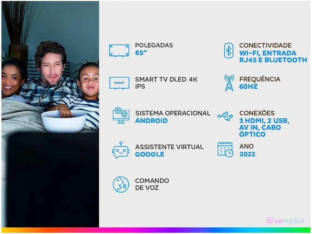 Smart TV 65 ”4K DLED Rig Vizzion BR65GUA IPS