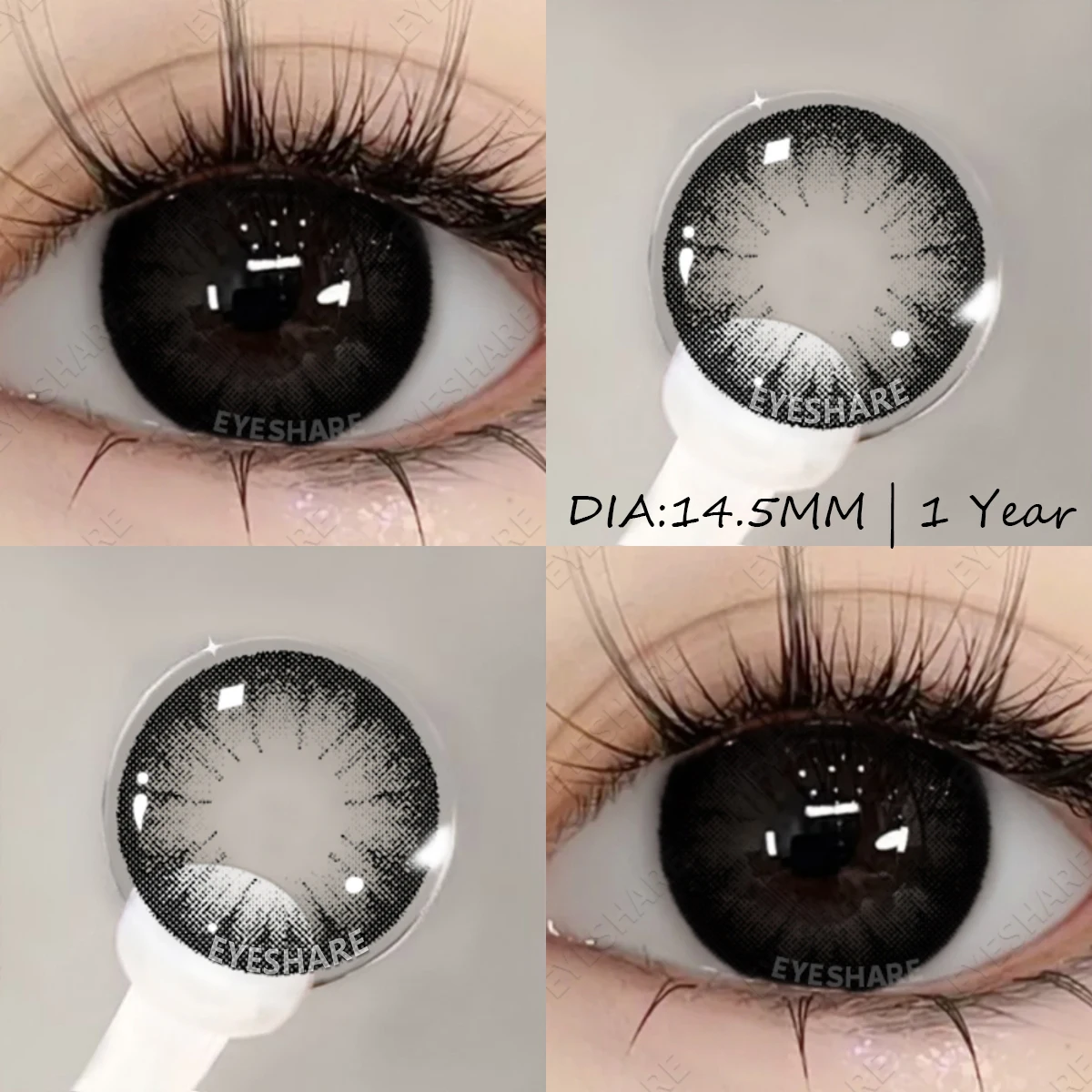 EYESHARE 0~-6,00 Myopie schwarze farbige Kontaktlinsen mit verschreibungspflichtigen braunen Linsen mit Grad für Schüler, modische Jahreslinse