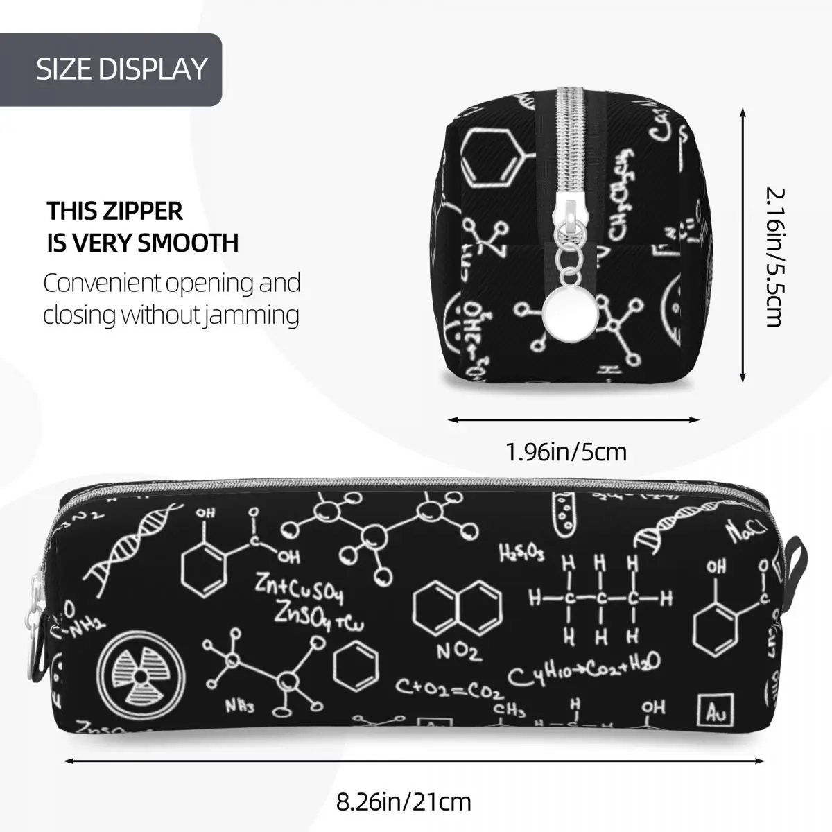 Science Chemistry Pattern Pencil Cases Fashion Chemical Pen Box Bags Girl Boy Large Storage Office Cosmetic Pencil Pouch