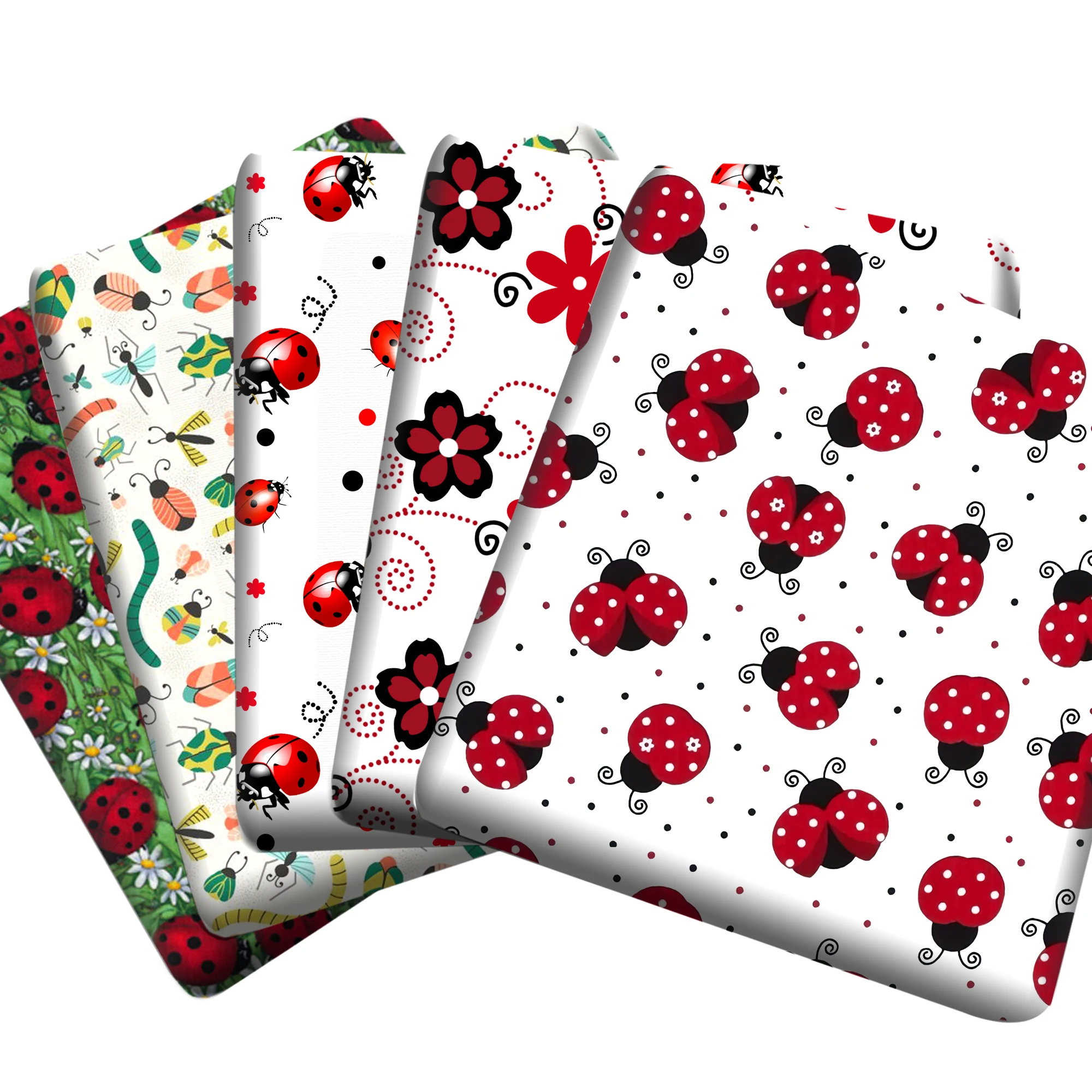 Patchwork Ladybug Printed Polyester Cotton Liverpool Stretch Fabric for Tissue Sewing Quilting Fabric Needlework Material DIY