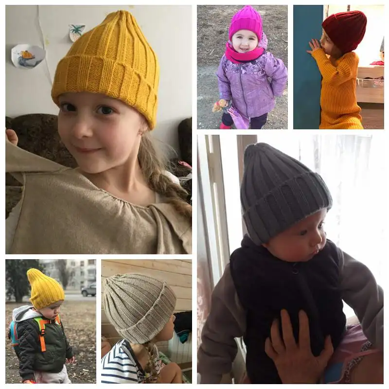 Gorro de ganchillo para bebé, gorro de lana de punto para padres e hijos, 21 colores, Otoño e Invierno