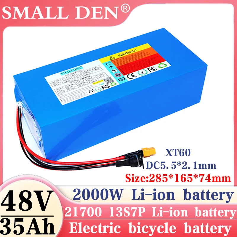 48V 13S7P 21700 Lithium Battery Pack 54.6V 35Ah Suitable for 48V 250W 500W 1000W 2000W electric scooters, mountain bikes