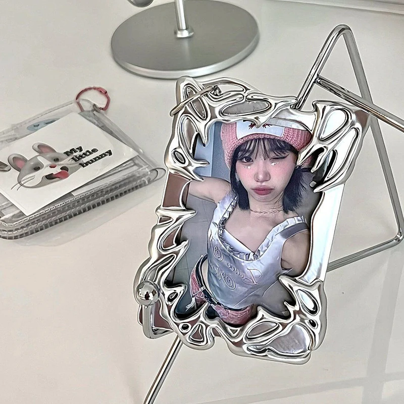 New【1PC Original Design Electroplate Plasitic Frame Kpop Idol Photocard Holder Creative 3 Inch Photo Card Holder Photo Sleeve】