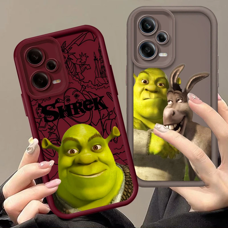 S-Shrek Cartoon Cute For Xiaomi Redmi Note 12 11 11S 10 9 8 7 Pro K50 K40 Ultra 4G 5G Eye Ladder Cover Capa Fundas Phone Case