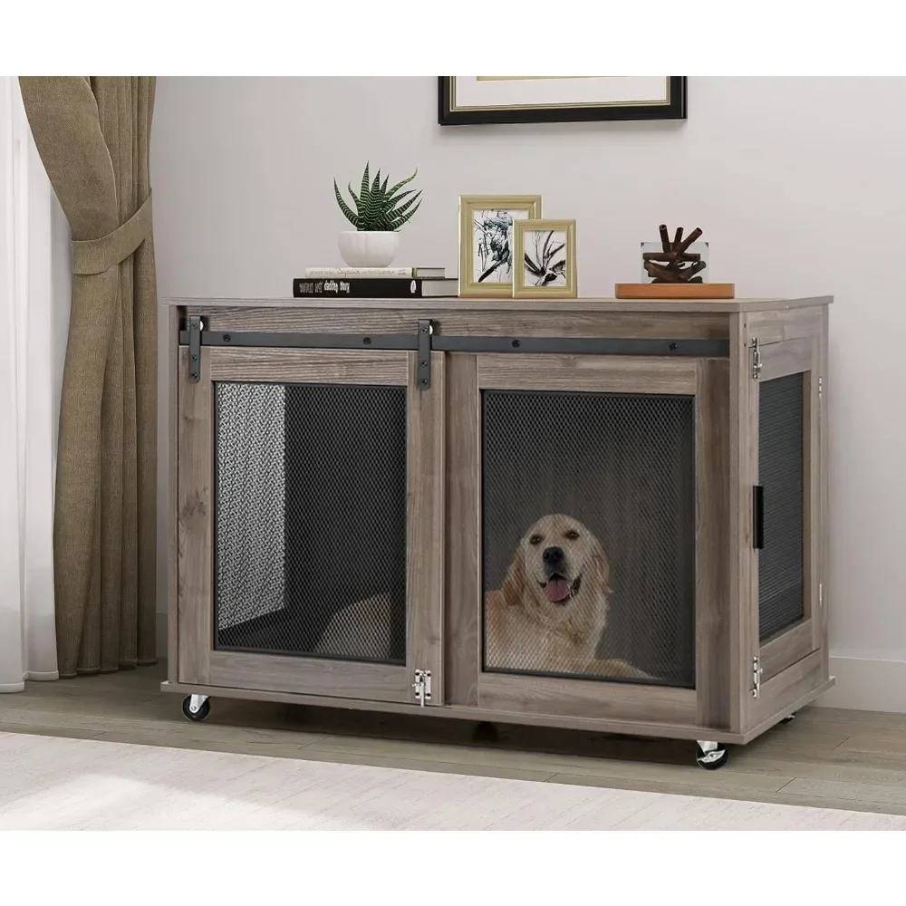 

40 Inch Dog Crate Furniture, Wooden Heavy Duty Dog Kennel Indoor, Decorative Dog Cage Table for Large Medium Dogs