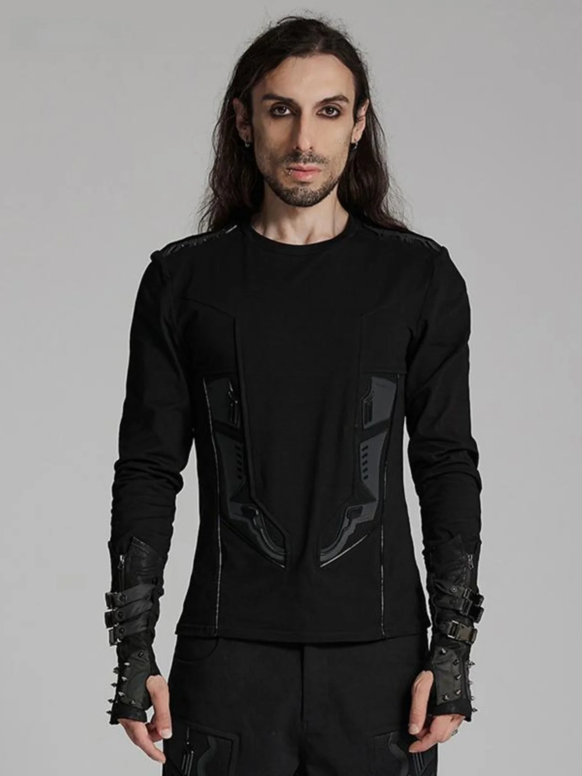 

Punk Rock Men's Long Sleeve T-Shirt Casual Elastic Base Shirt American Style Autumn Winter New Arrival Cotton Polyester Blend