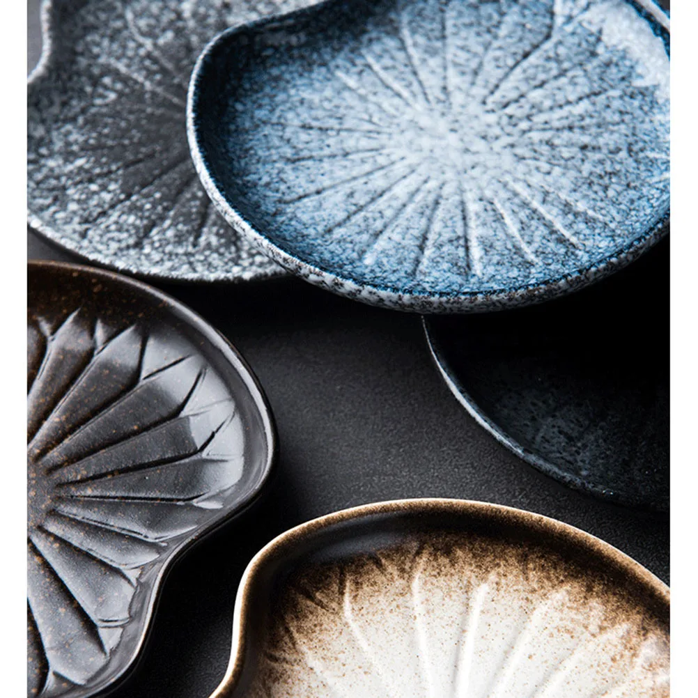 

Ceramic Afternoon Tea Plate 5 Inches Mocha Color Lotus Leaf Pattern Serving Tray for Birthday Party Wedding Graduation Microwave