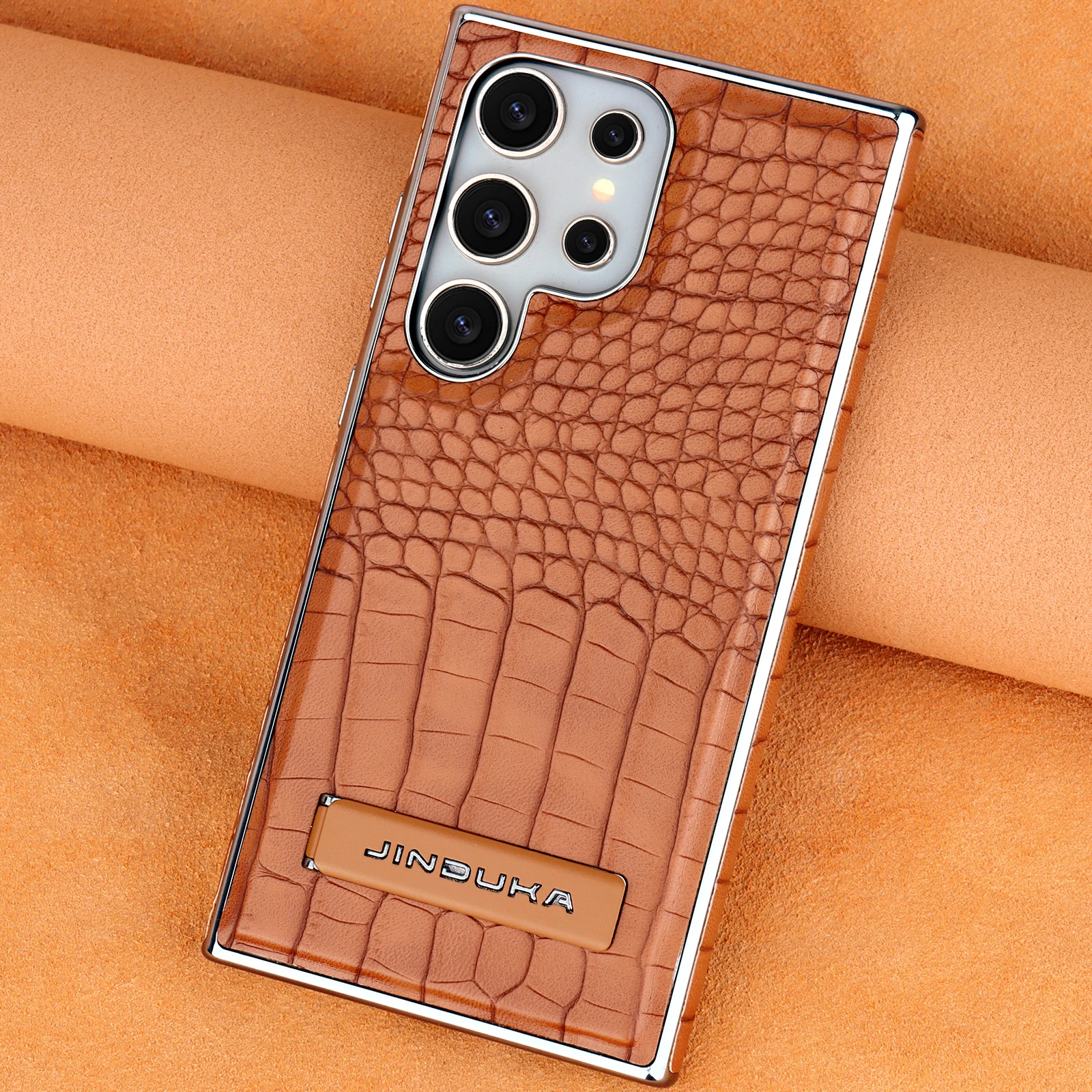 

High Quality Leather Holder Electroplate Phone Case for Samsung Galaxy S23 S24 S25 Ultra S24 S23 S25 Plus Bracket Magnetic Cover