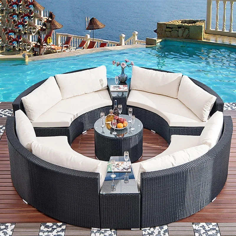 Outdoor Sofa Garden Furniture Person Terrace Sectional Puffs Modern Lazy Balcony Lounge Sets Chaiselongue Patio Bed Recliner