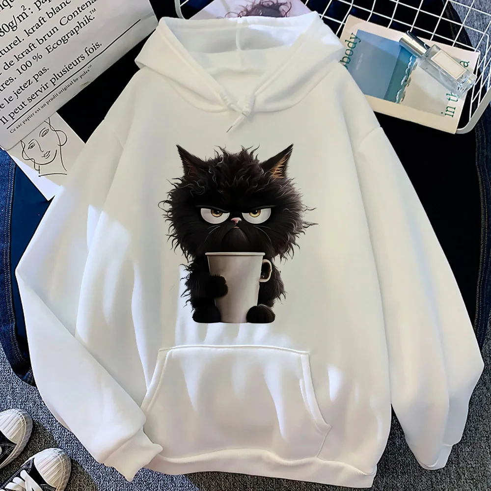 Cat hoodie printed design comic patterned athleisure funny graphic women hoddie athleisure designer modern style harajuku