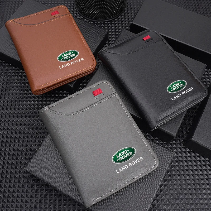 

For Land Rover Discovery 3 Vogue Velar Freelander Evoque PU Leather Car Driving Document Bag ID Passport Card Wallet Card Pouch