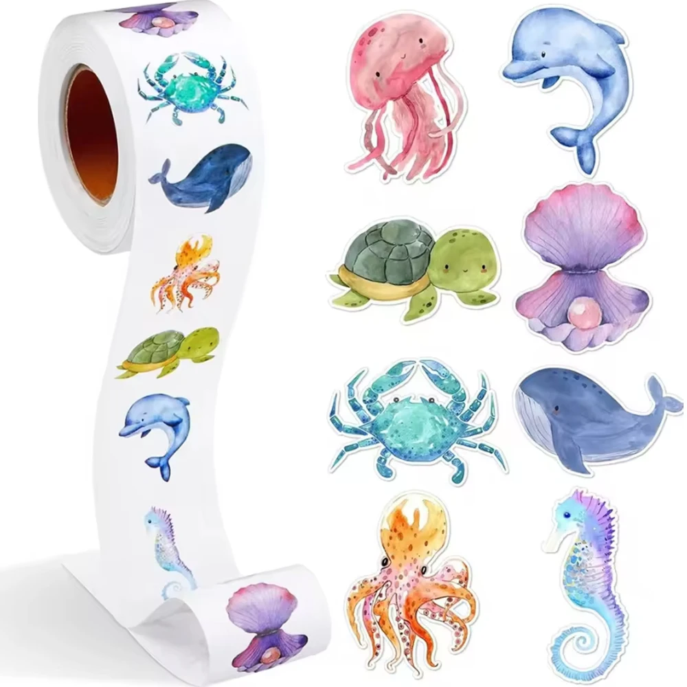 新 500 ピース/ロール漫画海洋動物公園イルカステッカー子供のための教師報酬奨励シールラベル文具ステッカー