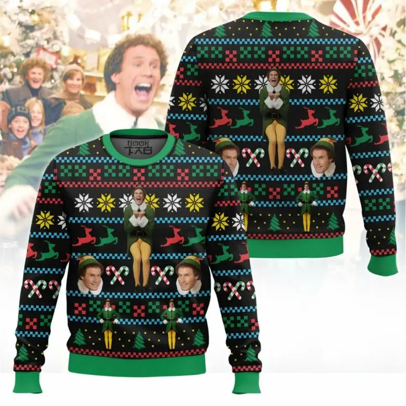 

Buddy the Elf Ugly Sweater for Men 2025 New Winter Warm Cozy Holiday Party Funny Xmas Pullover Family Christmas Gift Sweater