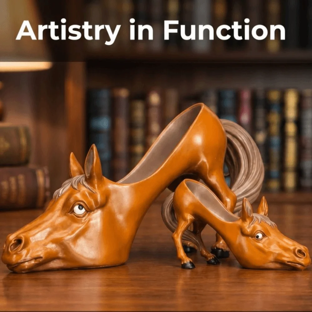 PLA Horse Sculpture Pen Holder Light Luxury Design Multifunctional Lucky Horse Figurine Elegant Unique Design