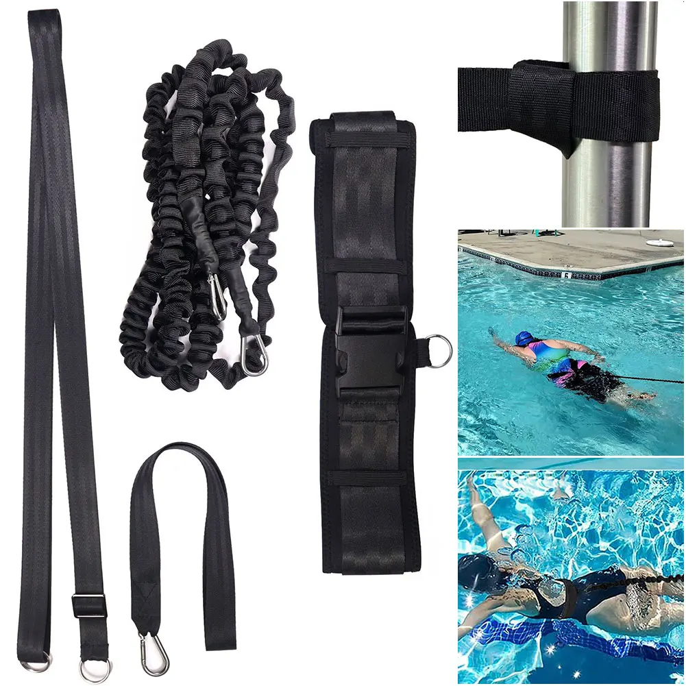 Swim Resistance Belt Stationary Swimming Aquatic Resistance Belt Pool Swim Trainer Belt Harness for Swim Training and Exercise