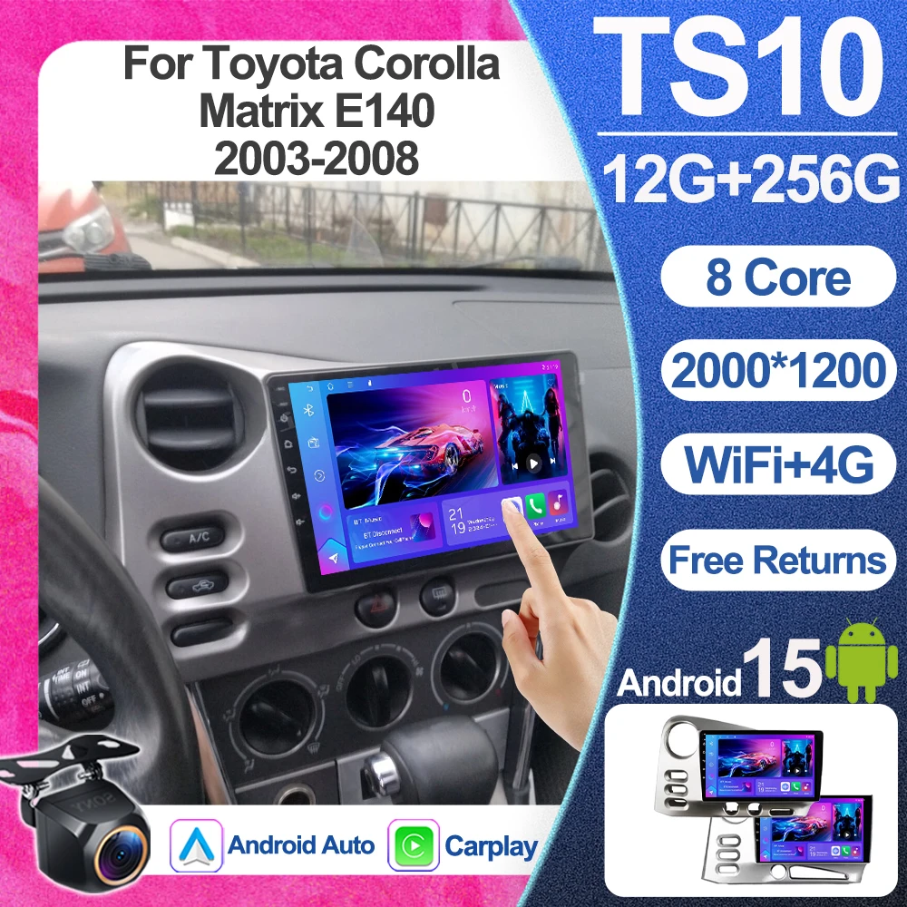 

Android 16 For Toyota Corolla Matrix E140 2003-2008 Car Radio Multimedia Player Navi Gps Carplay 5g Navigation Audio Bluetooth
