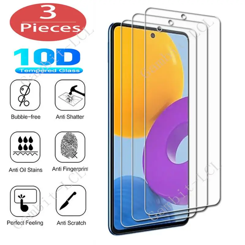 3Pcs Tempered Glass For Samsung Galaxy M53 M52 5G M12 S21 FE S22 Plus XCover6 Pro Xcover 5 4 4S 3  Screen Protector Cover Film