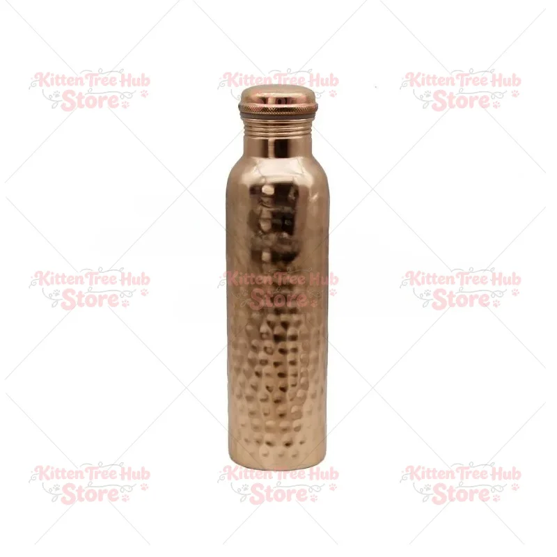 Pure Copper Handmade Water Bottle, Leakproof Traditional Metal Canteen