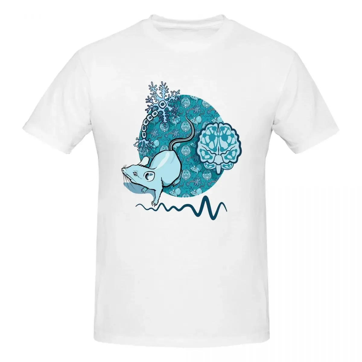 Neuroscience And Psychology Unique Pattern Teal Colour Science Cartoon T-shirt Unisex Classic T Shirts Men Round Neck Short