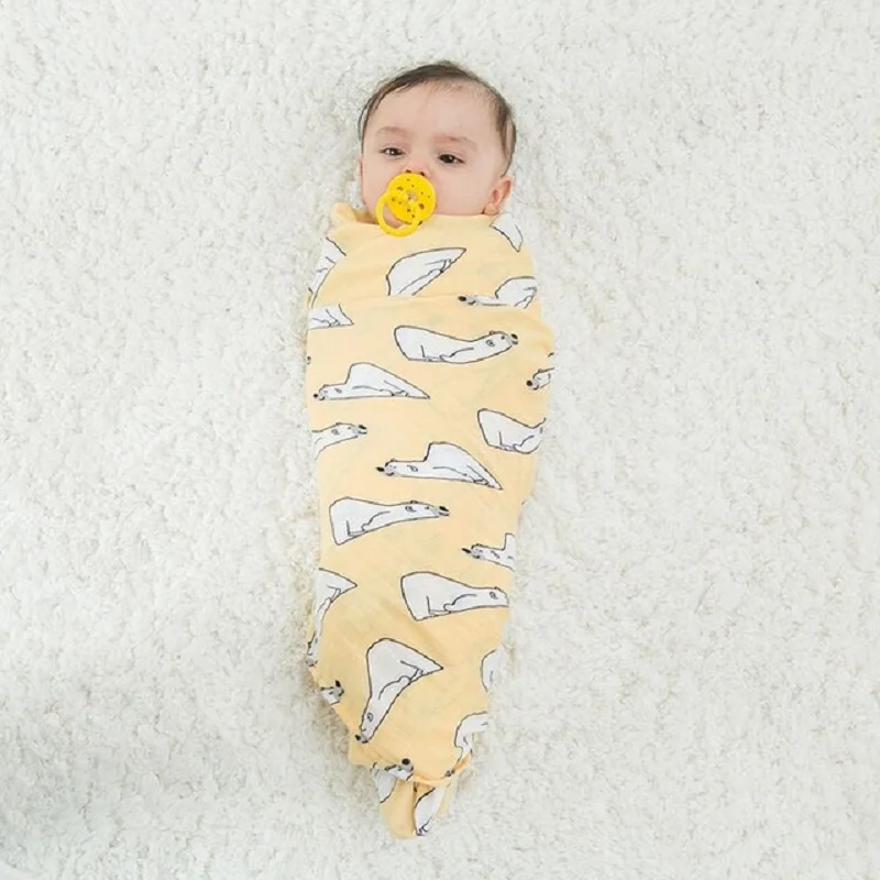 

Polar Bear Sea Bear 120x120cm Bamboo Cotton Baby Swaddles Soft Newborn Wrap Blankets Baby Muslin Swaddle Blanket Swaddle Blanket
