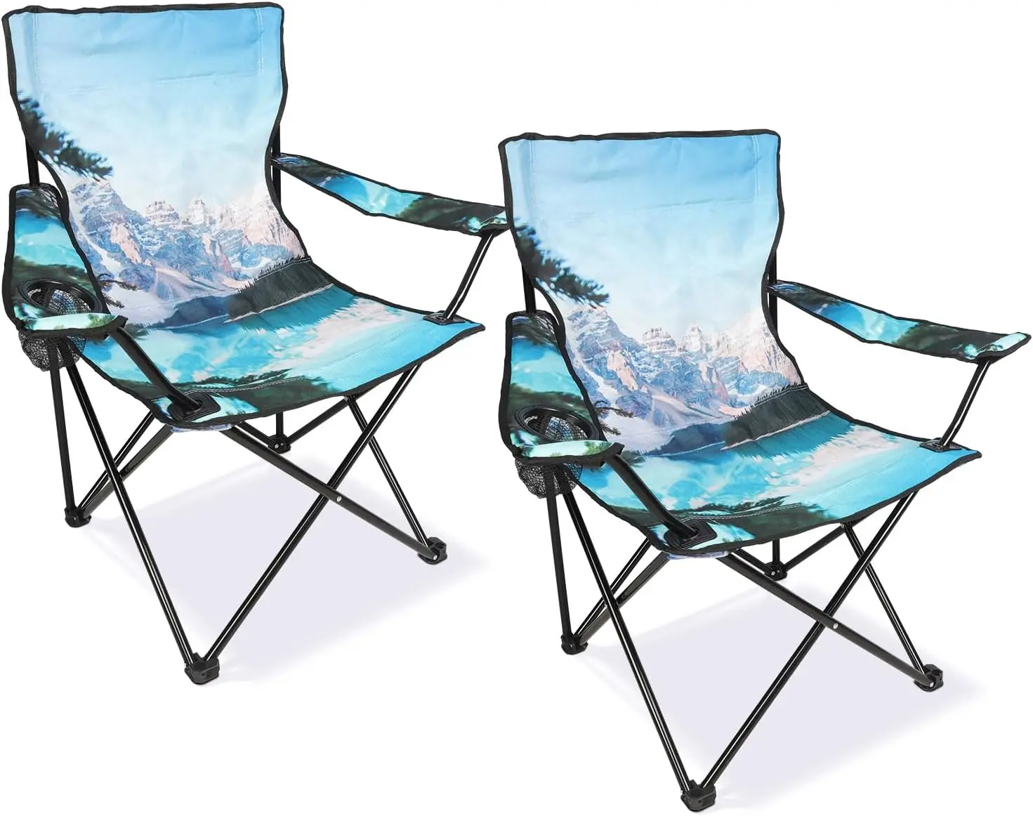 

2 Pa Camping Chairs Portable Camp Chairs, Folding Lawn Chairs With Cup Holder For Outdoor Camping, Hiking, Travel, Patio,